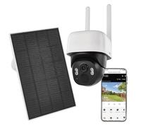 EMOS GoSmart - Caméra extérieure Intelligente avec Wi-FI et Panneau Solaire, caméra de Surveillance sans Fil 5 MP - Grand Angle de 135° - Vision Nocturne 9 m - Détection de Mouvement/Suivi - IP44