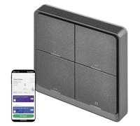 EMOS GoSmart Smart Home Interrupteur de scène Portable avec Affichage LED et Application - Fonctionne avec Piles - 4 Boutons, 12 scènes - Contrôle Un Nombre illimité d'appareils intelligents ou de