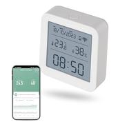 EMOS GoSmart - Thermomètre Smart Home avec application - Zigbee - Plage de température intérieure de -10 °C à +60 °C - Écran LED - Horloge WiFi - Commutable en °C/°F - Batterie incluse - Compatible