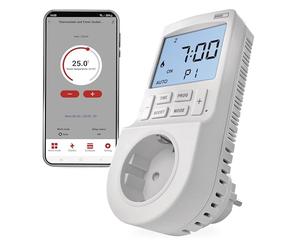 EMOS GoSmart Thermostat 2 en 1 et minuterie avec Application - Thermostat d'ambiance numérique Smart Home et Prise minuterie pour Chauffage et Refroidissement - Protection Accrue Contre Les Contacts