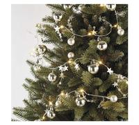 EMOS Guirlande Lumineuse argentée avec 20 LED, Guirlande LED décorative avec Boules et étoiles, 190 cm, Fonction minuterie 6/18 h, Fonctionne sur Piles (2 x AA), durée d'éclairage 10 000 h, IP20 pour