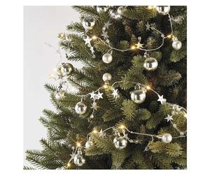 EMOS Guirlande Lumineuse argentée avec 20 LED, Guirlande LED décorative avec Boules et étoiles, 190 cm, Fonction minuterie 6/18 h, Fonctionne sur Piles (2 x AA), durée d'éclairage 10 000 h, IP20 pour