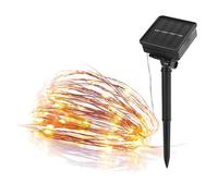 EMOS Guirlande lumineuse micro LED avec panneau solaire - 120 ampoules LED Nano - Blanc chaud - Fil de cuivre - 12 + 3 m - Pour extérieur - Éclairage résistant aux intempéries pour moments romantiques