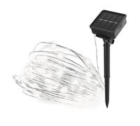 EMOS Guirlande lumineuse micro LED avec panneau solaire, 120 ampoules LED nano en blanc neutre, fil argenté, 12 + 3 m, pour extérieur, éclairage résistant aux intempéries, pour moments romantiques,