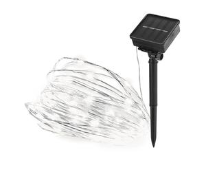 EMOS Guirlande lumineuse micro LED avec panneau solaire, 120 ampoules LED nano en blanc neutre, fil argenté, 12 + 3 m, pour extérieur, éclairage résistant aux intempéries, pour moments romantiques,