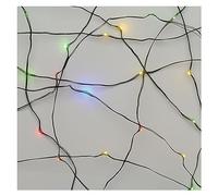 EMOS Guirlande lumineuse nano multicolore pour l'intérieur et l'extérieur (IP44), 15 m de long, à LED, pour fêtes, Noël, fonction minuterie 6 heures, bloc d'alimentation et transformateur, câble vert