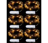 EMOS Guirlande Micro LED en Fil de Cuivre 2m, 20 LED à Pile CR2032 | Guirlande Lumineuse pour Chambre, Intérieur Deco pour Mariage, Noël, Fête, Blanc Chaud | Lot de 6 Pièces