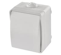 EMOS Interrupteur à bascule étanche pour cage d'escalier - Couleur blanche - 250 V ~ / 10 AX - Plastique - Montage mural - Classe de protection IP54 pour l'extérieur