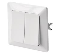 EMOS Interrupteur double en blanc (brillant) pour éclairage 250 V~/10 AX - Double interrupteur en plastique - Sans boîte encastrée - Classe de protection IP20 pour l'intérieur