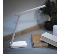 EMOS Lampe de table LED AMY 5 W, luminosité 200 lm, batterie Li-ion 800 mAh, durée d'éclairage 35 h, design en cuir, support pour téléphone portable, intensité variable, couleur de la lumière réglable