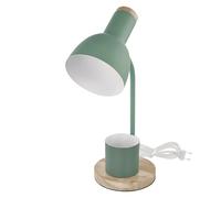 EMOS - Lampe de table LED POPPY avec porte-stylo, filetage E27 - Élégante lampe de lecture en métal avec pied en bois - Câble d'alimentation 1,5 m avec interrupteur et prise européenne - Sans source