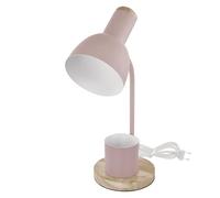EMOS - Lampe de table LED POPPY avec porte-stylo, filetage E27 - Élégante lampe de lecture en métal avec pied en bois - Câble d'alimentation 1,5 m avec interrupteur et prise européenne - Sans source