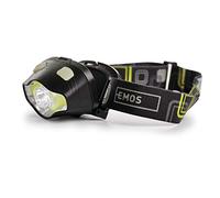 EMOS P3536 étanche Rouge, 7 Modes de lumière, orientable IP43 avec 160 Heures d'autonomie, luminosité 220 LM, portée 100 m, Lampe Frontale COB LED d'extérieur, Noir/Jaune