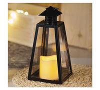 EMOS Lanterne antique avec bougie LED, design vintage et effet flamme, IP20 pour l'intérieur, fonctionne avec piles (3 x AAA), blanc chaud, 10 000 heures, 12,5 x 26,5 cm