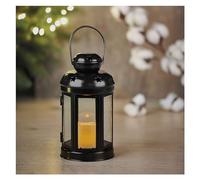 EMOS Lanterne antique avec bougie LED, design vintage et effet flamme, IP20 pour l'intérieur, fonctionne sur piles (1 x CR2032), blanc chaud, fonction minuterie 6/18 h, 10 000 heures, 10 x 18,5 cm