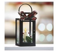 EMOS Lanterne LED antique avec décoration, style vintage, bougie LED avec effet flamme, IP20 pour l'intérieur, fonctionne avec piles (3 x AAA), 10 000 heures, blanc chaud, 10 x 20 cm, noir