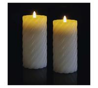 EMOS Lot de 2 bougies en cire LED robustes avec effet flamme - Fonction minuterie - Pour l'intérieur - Lumière blanche chaude - Fonctionne avec 2 piles AAA (non incluses) - Cire d'abeille