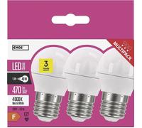 Emos Lot de 3 ampoules LED, 6 W remplace l’ampoule à incandescence de 40 W, culot E27, 470 lm, blanche neutre, 4000 K