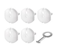 EMOS Lot de 5 cache-prises avec clé - Protection blanche - Empêche les accidents et les chocs électriques - Protection pour bébés et enfants