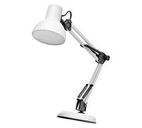 EMOS LUCAS Lampe de bureau, de table, de chevet, de lecture, style vintage, avec bras articulé réglable, design avec douille E27, câble d'alimentation, en métal, blanche