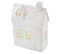 EMOS - Maisonnette LED en céramique avec lumière blanche chaude, 1 pile bouton et minuterie - Maison d'hiver lumineuse à piles, 1 x CR2032 incluse dans le produit - Minuterie pour allumage automatique