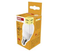 EMOS Mini ampoule LED, 5,5 W, remplace une ampoule à incandescence de 40 W, culot E14, luminosité 470 lumens, blanc chaud 3000 K, durée de vie de 20 000 heures, IRC min. 80, angle d'éclairage 180°