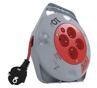 EMOS - Mini enrouleur de câble 10m - 4 prises French - 230 V, 10 A, 2300 W - isolation PVC de haute qualité - H05VV-F3G 1,0 mm2 - avec interrupteur thermique - IP20 pour l'intérieur