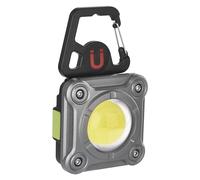 EMOS Mini projecteur LED rechargeable avec 3 modes d'éclairage, étanchéité IP44, luminosité max. 1200 lm, portée de 60 m, batterie de 2000 mAh avec jusqu'à 6,5 h d'autonomie, câble USB, crochet,