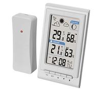 EMOS Station météo radio mini – capteur extérieur, température int./ext., humidité, réveil, blanche