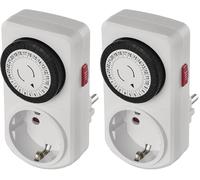 EMOS Minuterie mécanique Schuko avec Interrupteur, Prise intérieure programmable avec 48 Cycles de 30 Minutes chacune, Protection Tactile Accrue, Blanc (Lot de 2)