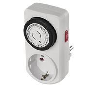 EMOS Minuterie mécanique Schuko avec Interrupteur, Prise intérieure programmable avec 48 Cycles de 30 Minutes chacune, Protection Tactile Accrue, Blanc