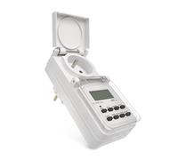 EMOS - Minuterie numérique d'extérieur - Prise IP44 française - Timer d'extérieur avec Capuchon de Protection, 10 programmes, Protection Tactile renforcée, Batterie de Secours - Blanc