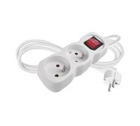 EMOS - Multiprise 2X 1,4m avec Interrupteur - 2 Prises French tournées à 45° - 250 V, 16 A, 3680 W - H05VV-F3G 1,0 mm2 - Protection Accrue Contre Les Contacts accidentels - pour l'intérieur - Blanc