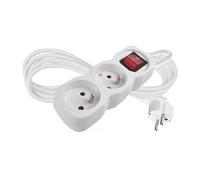 EMOS - Multiprise 2X 2m avec Interrupteur - 2 Prises French tournées à 45° - 250 V, 16 A, 3680 W - H05VV-F3G 1,0 mm2 - Protection renforcée Contre Les Contacts accidentels - pour l'intérieur - Blanc