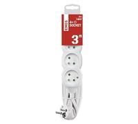 EMOS multiprise 3 m, 4 Prises françaises, intérieur, câble 3 m | 45°, blanc, 250 V, 3680 W, isolation PVC
