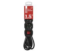 EMOS Multiprise 3 Prises PC1321R avec Interrupteur, câble Noir, Prises tournées à 45°, Section 1,5 mm², multiprise Schuko avec sécurité Enfant, IP20 pour l'intérieur