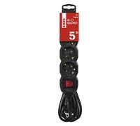 EMOS - Multiprise 4 Prises 5 m - avec Interrupteur - 4 Prises Schuko orientées à 45° - 250 V, 16 A, 3680 W - Isolation PVC - H05VV-F3G 1,5 mm² - Protection renforcée Contre Les Contacts - IP20 pour