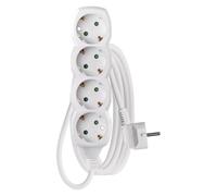 EMOS multiprise 4x, 3 m de câble 1,5 mm2, blanc, prises tournées à 45°, Schuko avec protection renforcée contre les contacts accidentels, pour l'intérieur, P0423R