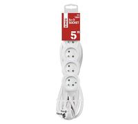 EMOS multiprise 5 m, 5 Prises françaises, intérieur, câble 5 m | 45°, blanc, 250 V, 3680 W, isolation PVC