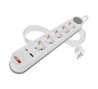 EMOS - Multiprise 5 Prises avec Charge USB Fast Charge, câble de 3 m - Prise Multiple avec Interrupteur pour l'intérieur - Convient pour Le Montage Mural - 5 Prises de Courant, 1 x USB C, 1 x USB A