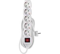 EMOS multiprise 5x avec interrupteur, 5 m de câble 1,5 mm, blanc, prises tournées à 45°, Schuko avec protection renforcée contre les contacts accidentels, pour l'intérieur, P1525R