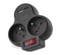 EMOS - Multiprise avec 2 Ports USB et Interrupteur, Double Prise avec Port USB-A et USB-C Max. 3,4 A/17 W - Bouton on/Off - IP20 pour l'intérieur - Noir - 250 V/16 A/3680 W