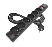 EMOS - multiprise parafoudre avec LED, 6 Prises françaises 45°, câble 3m, Interrupteur, sécurité Enfants, 2300W/10A, PVC, intérieur, Noir