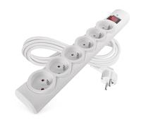 EMOS - multiprise parafoudre avec LED, 6 Prises françaises 45°, câble 3m, Interrupteur, sécurité Enfants, 2300W/10A, PVC, intérieur, Blanc