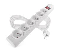 EMOS - Multiprise parasurtenseur avec Affichage LED, 6 Prises, câble de 5 m - 6 Prises françaises pour l'intérieur - Charge Max. 2300 W / 10 A - PVC - Blanc