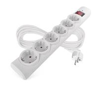 EMOS - Multiprise parasurtenseur avec Affichage LED, 6 Prises, câble de 5 m - 6 Prises Schuko orientées à 45° - Interrupteur, Protection renforcée Contre Les Contacts - Charge maximale 2300 W / 10 A