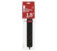 EMOS - Multiprise Verticale 3 Prises avec USB (2X USB-A, 1x USB-C), Charge Rapide, câble 1,5m, Pince de Table, Interrupteur, Protection renforcée Contre Les Contacts accidentels - intérieur - Noir