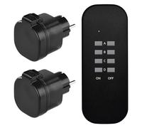 EMOS P0068 Kit de Prises sans Fil d'extérieur avec télécommande/2 Prises Schuko pour l'extérieur + 1 télécommande IP44 Résistant aux éclaboussures 30 m 3000 W 250 V