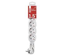 EMOS P0321R Bloc multiprise 3 Prises 1,5 m avec câble Rotatif 45° 3 Prises Schuko avec sécurité Enfant IP20 pour Usage intérieur 3680 W 250 V, P0521R