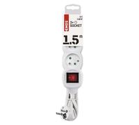Emos P13115 rallonge avec interrupteur 3 prises 1,5m (1902130155) blanc